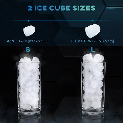 Portable Ice Maker, Self Cleaning, 9 Cubes in 6 Mins, 26lbs/24Hrs, 2 Sizes Small Kitchen Appliances at Gallery Canada