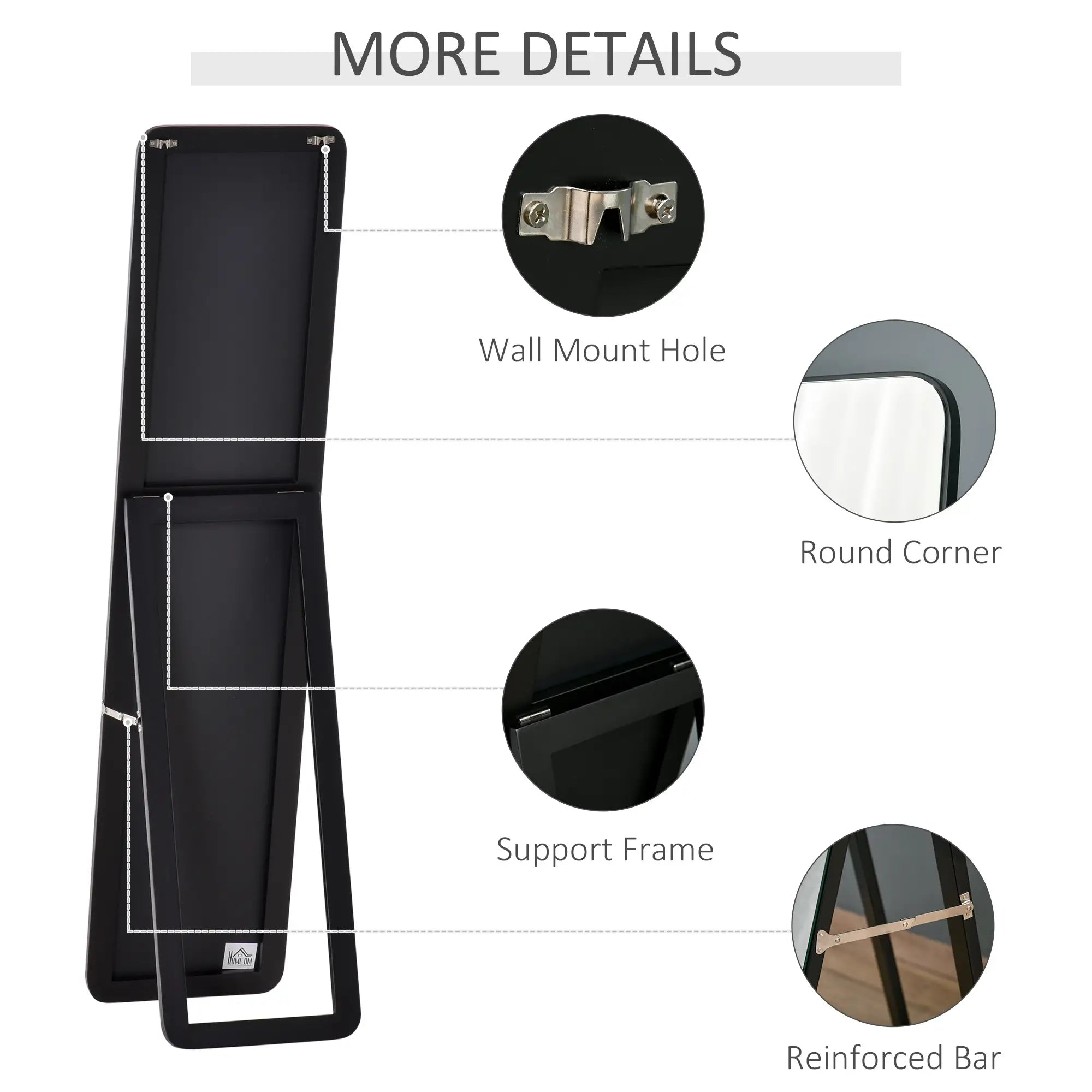 Full Length Mirror, Free Standing, Wood Frame, 15