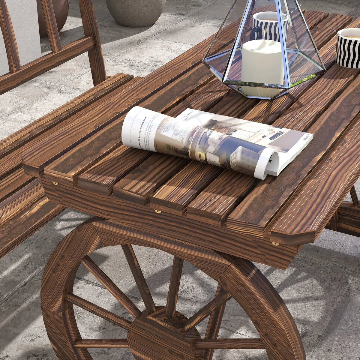 Wooden 3-Pc Carriage Patio Set With Chairs, Carbonized Bistro Sets at Gallery Canada