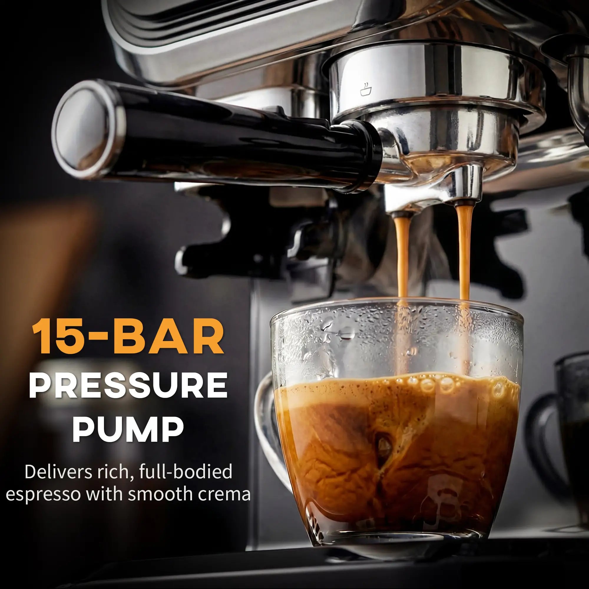15 Bar Espresso Machine With Grinder & Milk Frother, Stainless Steel, Black Small Kitchen Appliances at Gallery Canada
