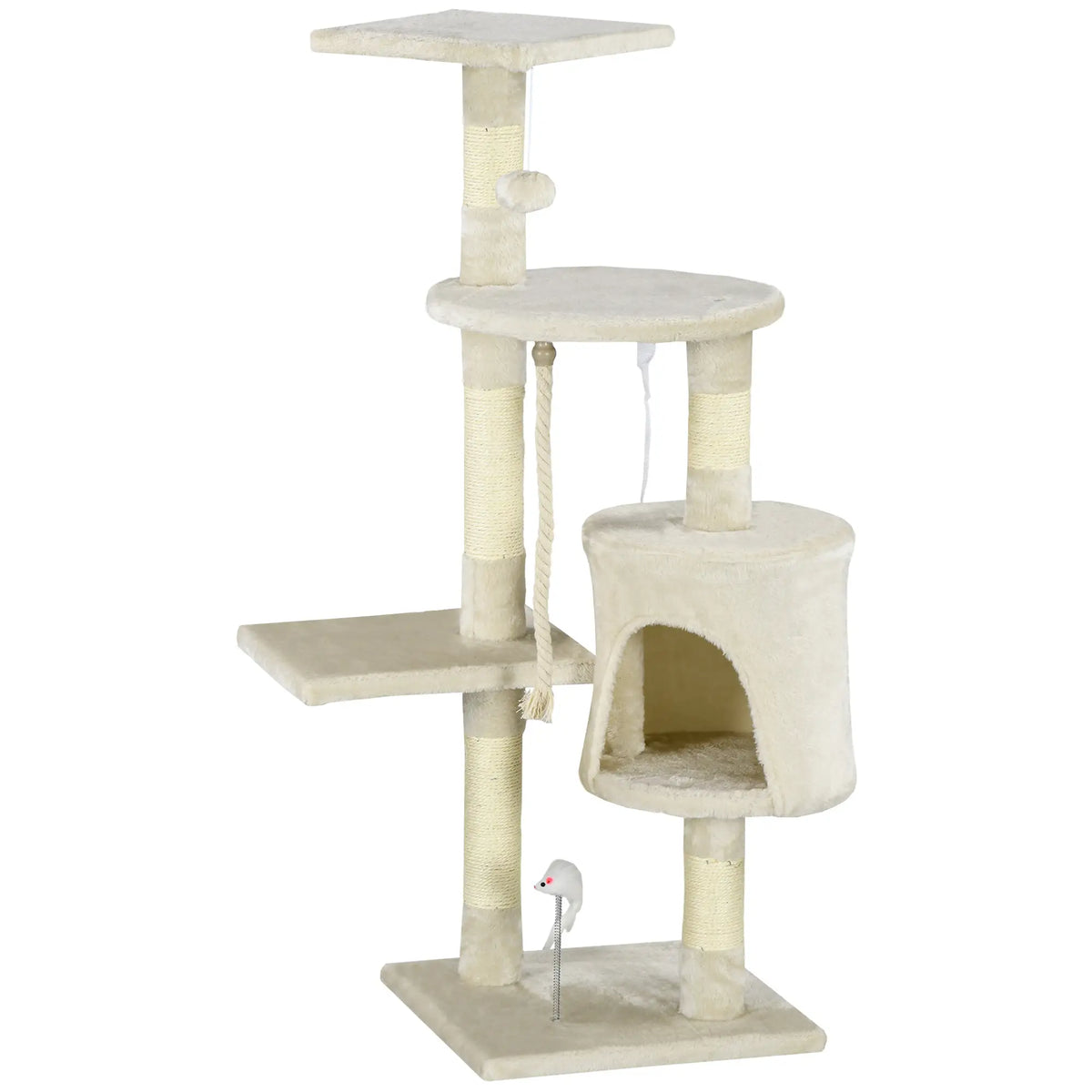 46" Scratching Cat Tree, Multi Level Activity Center, Kitty Condo, Beige Cat Posts at Gallery Canada
