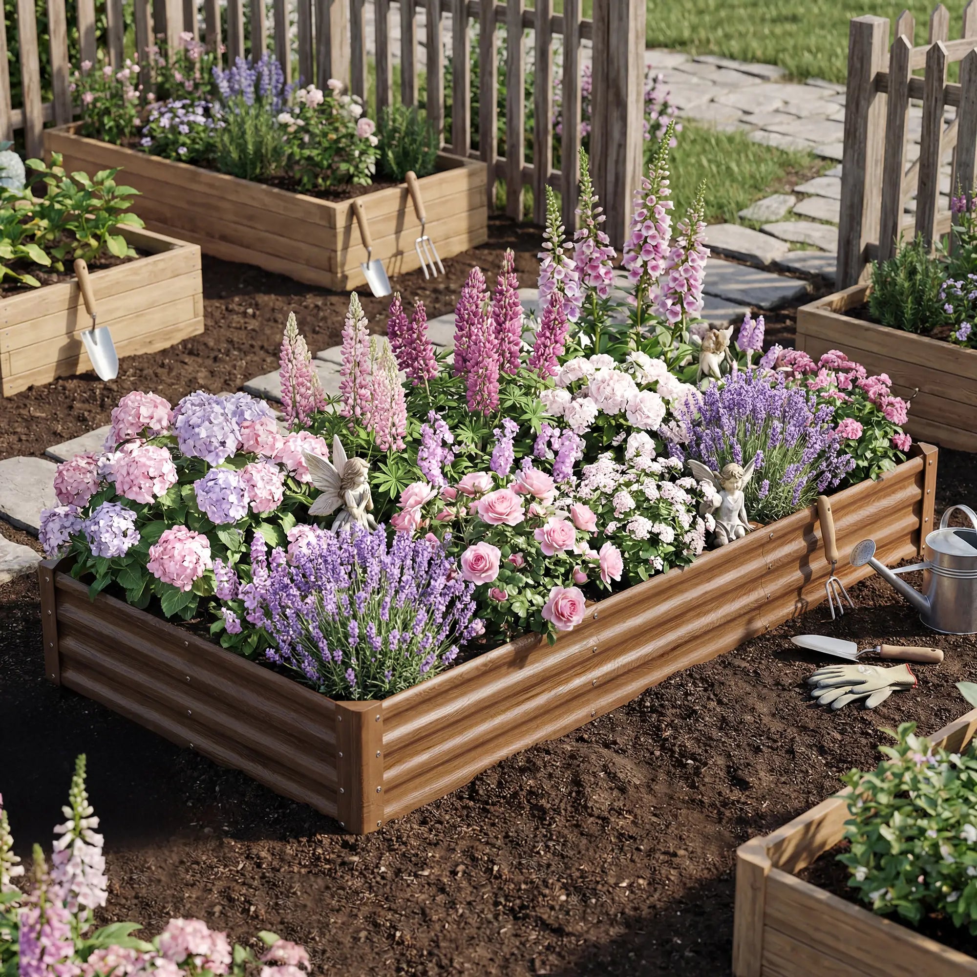 8 x 4 x 1ft Galvanized Raised Garden Bed, Reinforced Outdoor Planter Box, Distressed Brown Galvanized Planter Boxes at Gallery Canada