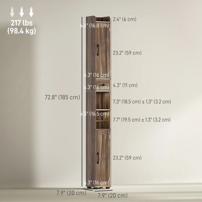 Narrow Bathroom Cabinet, Tall Storage with Barn Doors, Drawer, Adjustable Shelves, Wood Grain, Brown Bathroom Cabinets at Gallery Canada