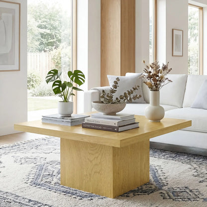 Square Coffee Table, 1.6" Thick Tabletop, Natural Wood Coffee Tables at Gallery Canada