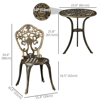 3 Piece Garden Bistro Set, 2 Chairs, Round Table with Parasol Hole, Bronze Bistro Sets at Gallery Canada