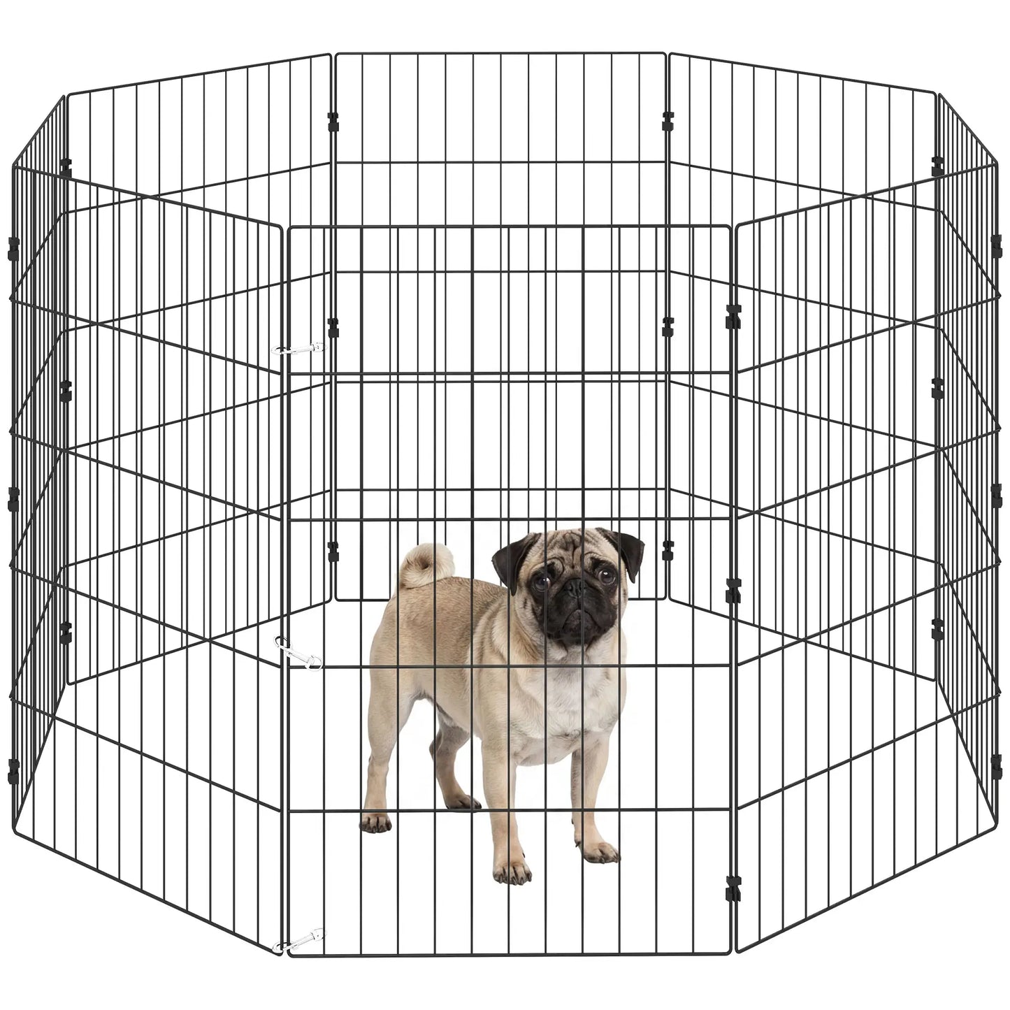 Foldable Metal Dog Playpen, Expandable Pet Fence, 20" x 32", 8 Panels, Black Dog PlayPens at Gallery Canada