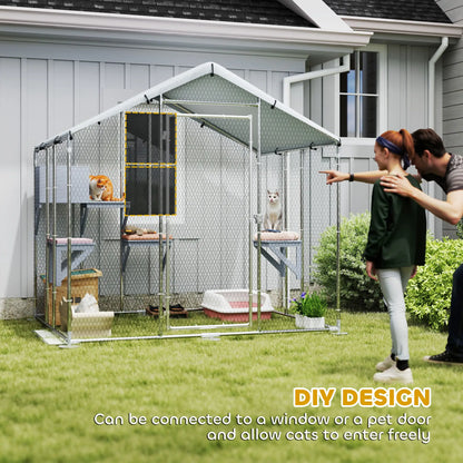 79" Extra Large Metal Outdoor Catio, Waterproof Cover, Resting Box, 4 Platforms Outdoor Cat Enclosures at Gallery Canada