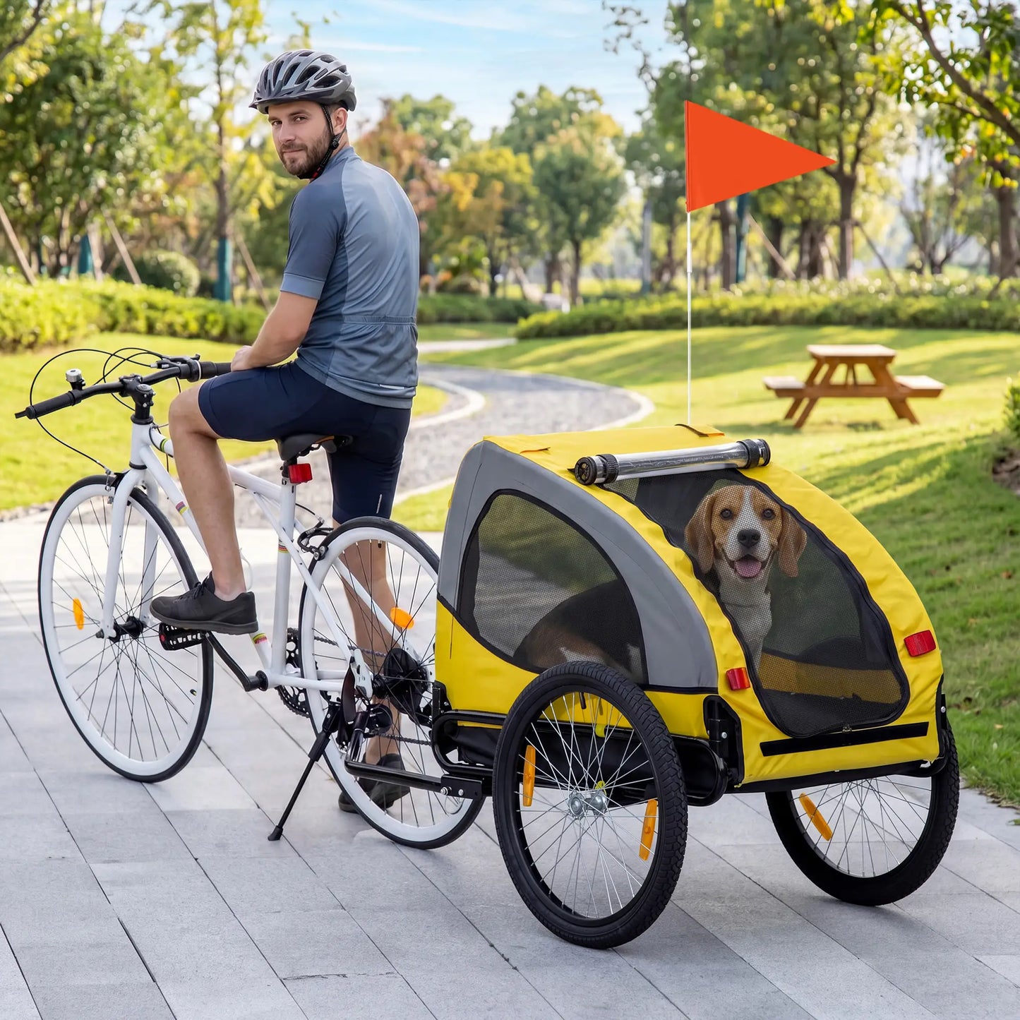 Dog Bike Trailer, Hitch Coupler, Quick Release Wheels, Medium, Yellow Dog Bike Trailers & Strollers at Gallery Canada