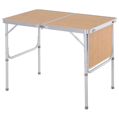 3ft Aluminum Folding Picnic Table, Portable Outdoor, 2 Adjustable Height Picnic Tables & Camping Chairs Bamboo Colour at Gallery Canada