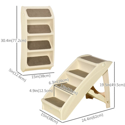 4-Level Portable Dog Stairs, Foldable Steps for Small Dogs, Lightweight, Nonslip Mats, Beige Cat Stairs at Gallery Canada