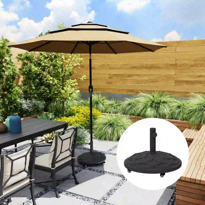 Round Patio Umbrella Base With Wheels, 44 Lbs Resin Stand, 1.3"/1.5"/1.9" Poles, Black Umbrella Bases at Gallery Canada