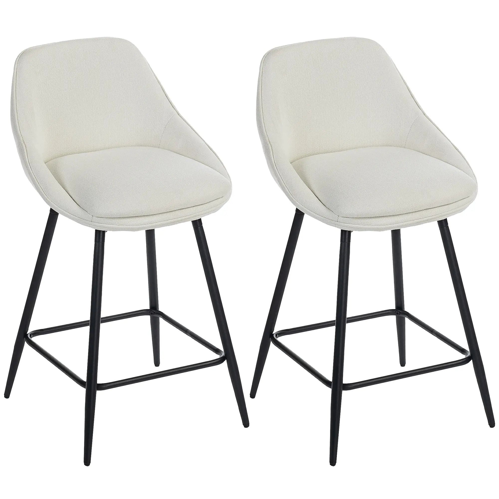 26 Inch Counter Height Barstools Set of 2, Upholstered Swivel, Cream White Bar Stools Cream at Gallery Canada