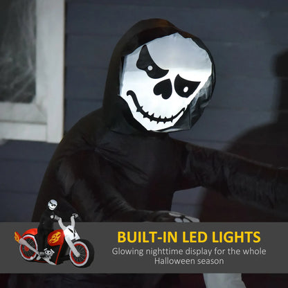 6' Halloween Grim Reaper Flaming Motorcycle LED Inflatable, Outdoor Decor Halloween Decorations at Gallery Canada