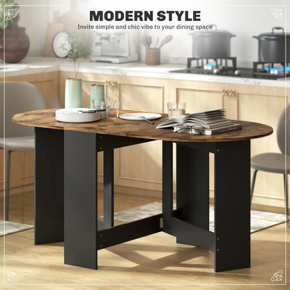 Oval Folding Dining Table, Drop Leaf Kitchen Table, Rustic Brown, Brown Dining Tables at Gallery Canada