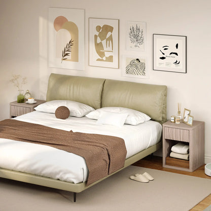 Modern Nightstand With Drawer, Open Shelf, Set Of 2, Grey Bedside Tables at Gallery Canada