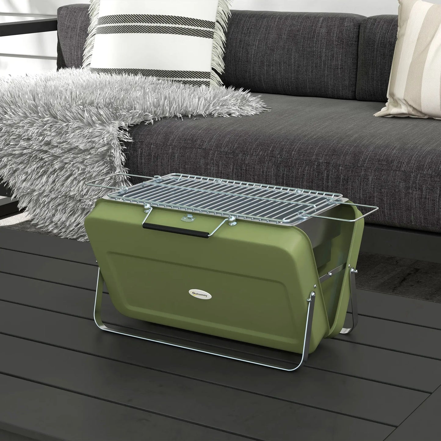 Metal Portable BBQ Grill, Green Charcoal BBQ Grils at Gallery Canada