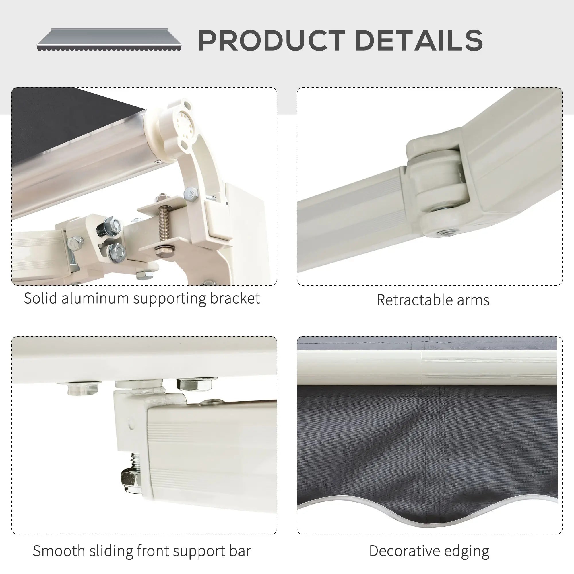 8' X 7' Retractable Patio Awning, Water-Resistant Sunshade Shelter, Gray Deck Awnings at Gallery Canada