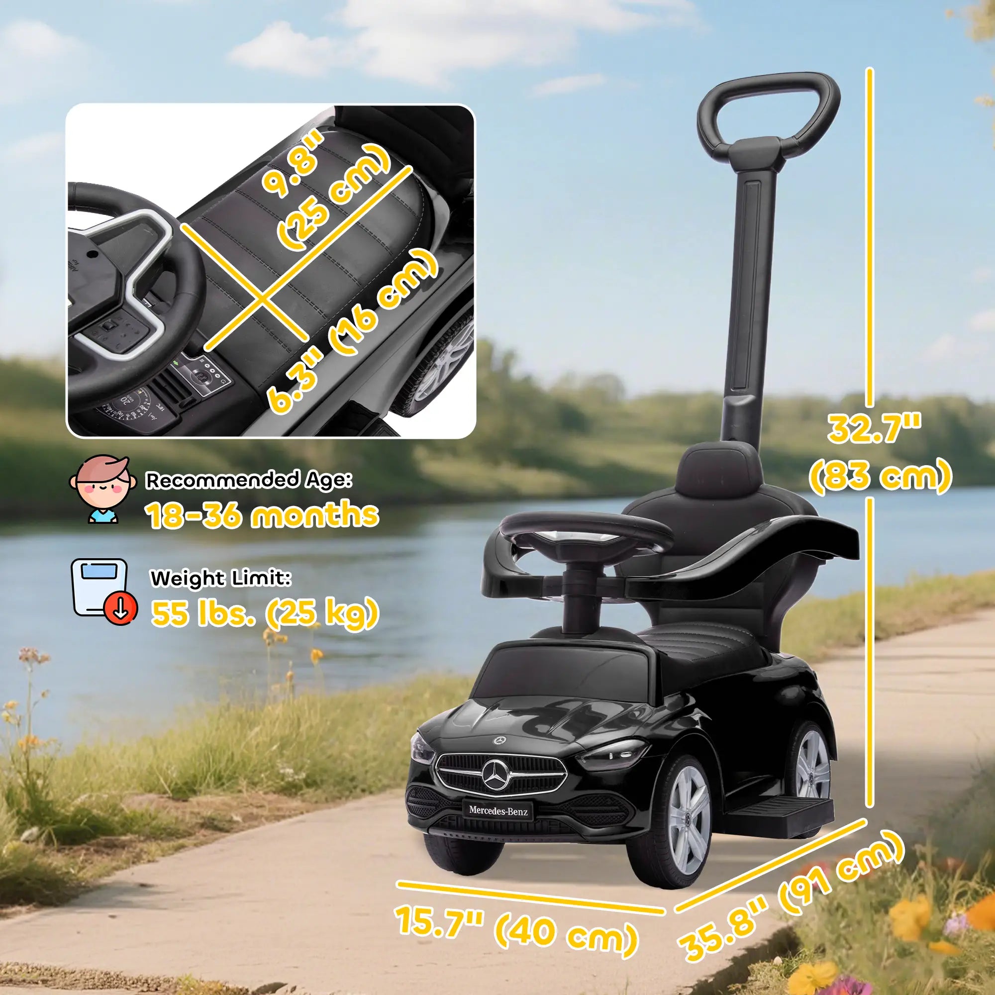 2-in-1 Sliding Walking Car for Toddlers, Black Push Cars for Toddlers at Gallery Canada