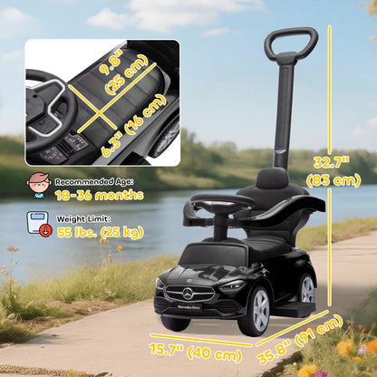 2-in-1 Sliding Walking Car for Toddlers, Black Push Cars for Toddlers at Gallery Canada