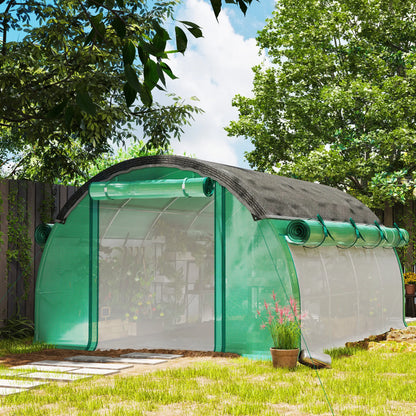 Walk-in Tunnel Greenhouse, 10' x 13' x 6.5', Mesh Sidewalls, 2 Doors, Green Tunnel Greenhouses at Gallery Canada