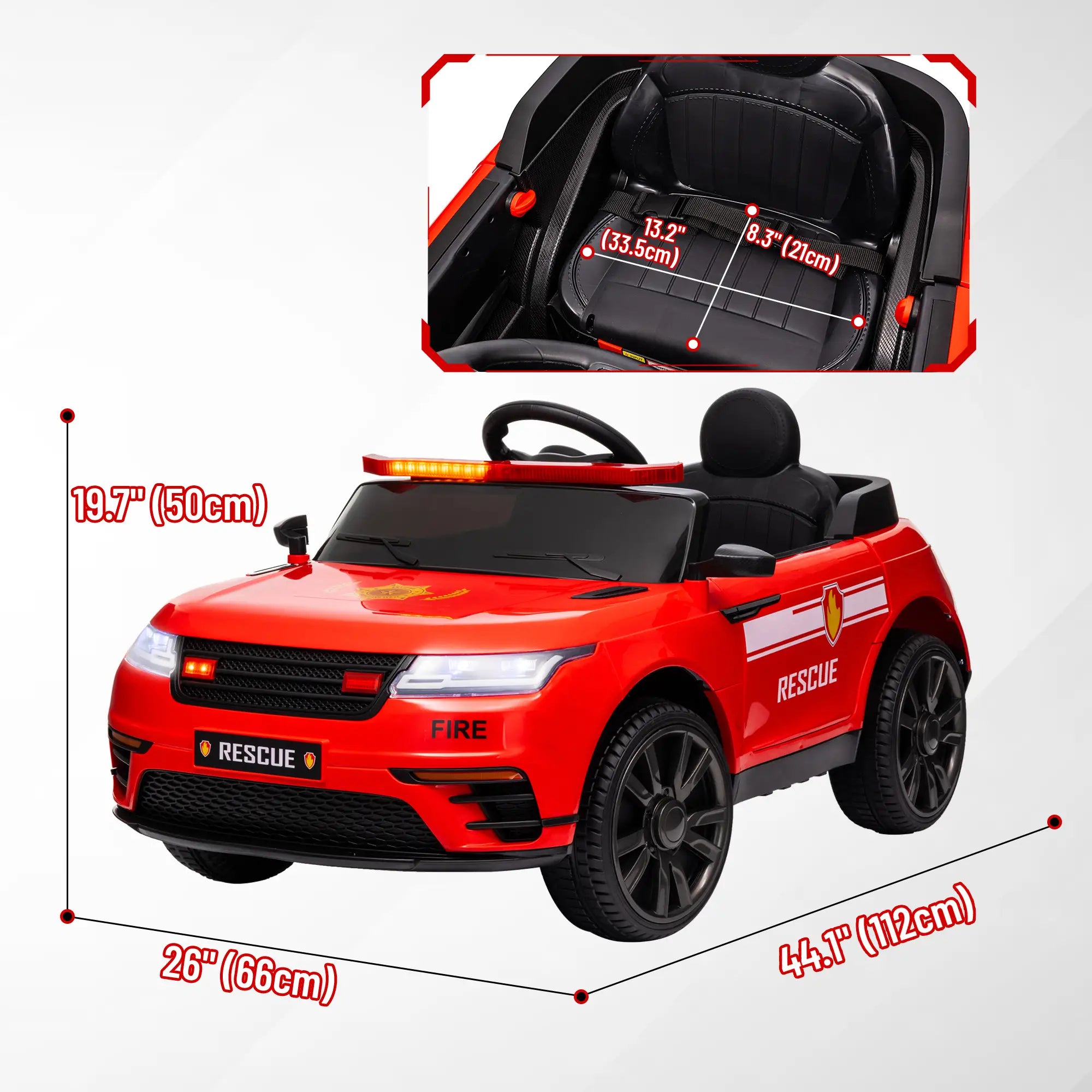 12V Kids Electric Fire Truck, Remote Control, Spring Suspension, Red Electric Toy Cars at Gallery Canada