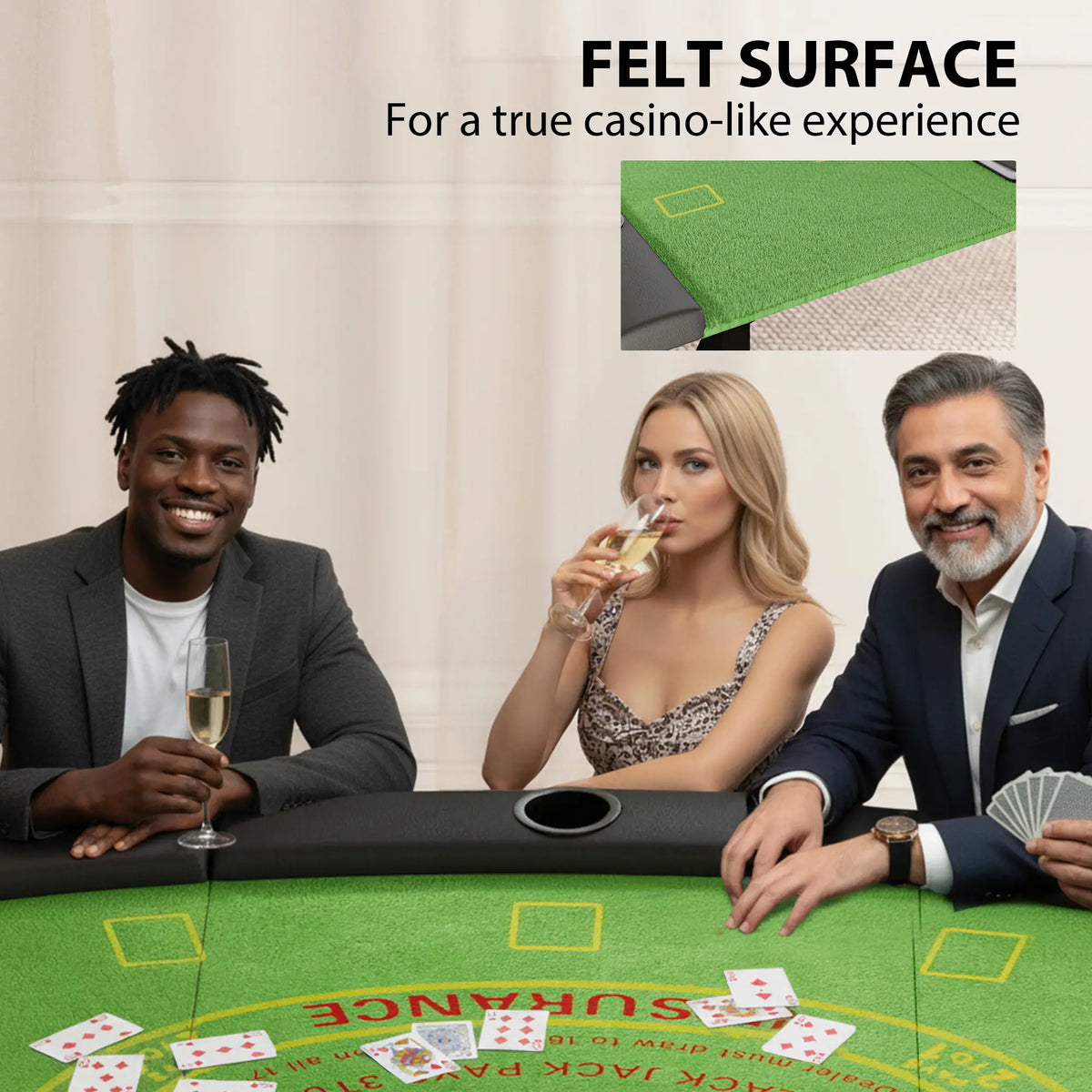 Poker Table Foldable, 72" 8 Player Casino Blackjack Texas Holdem, Green Game Tables at Gallery Canada
