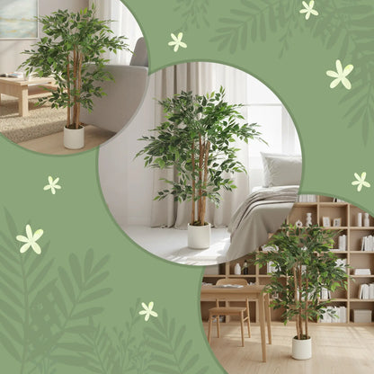 4FT Artificial Banyan Tree Set Of 2, Fake Potted Tree With Wood Trunk Artificial Trees at Gallery Canada