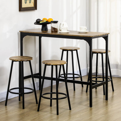 5-Piece Bar Table Set, Industrial Counter Height, Rustic Brown, Brown Bar Sets at Gallery Canada