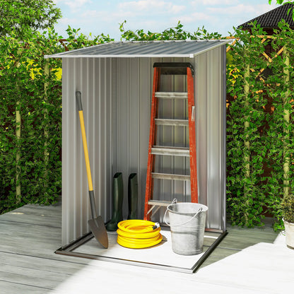 3.3' x 3.4' Lean-To Garden Shed, Galvanized Steel Tool House, Lockable Door, Grey Sheds at Gallery Canada
