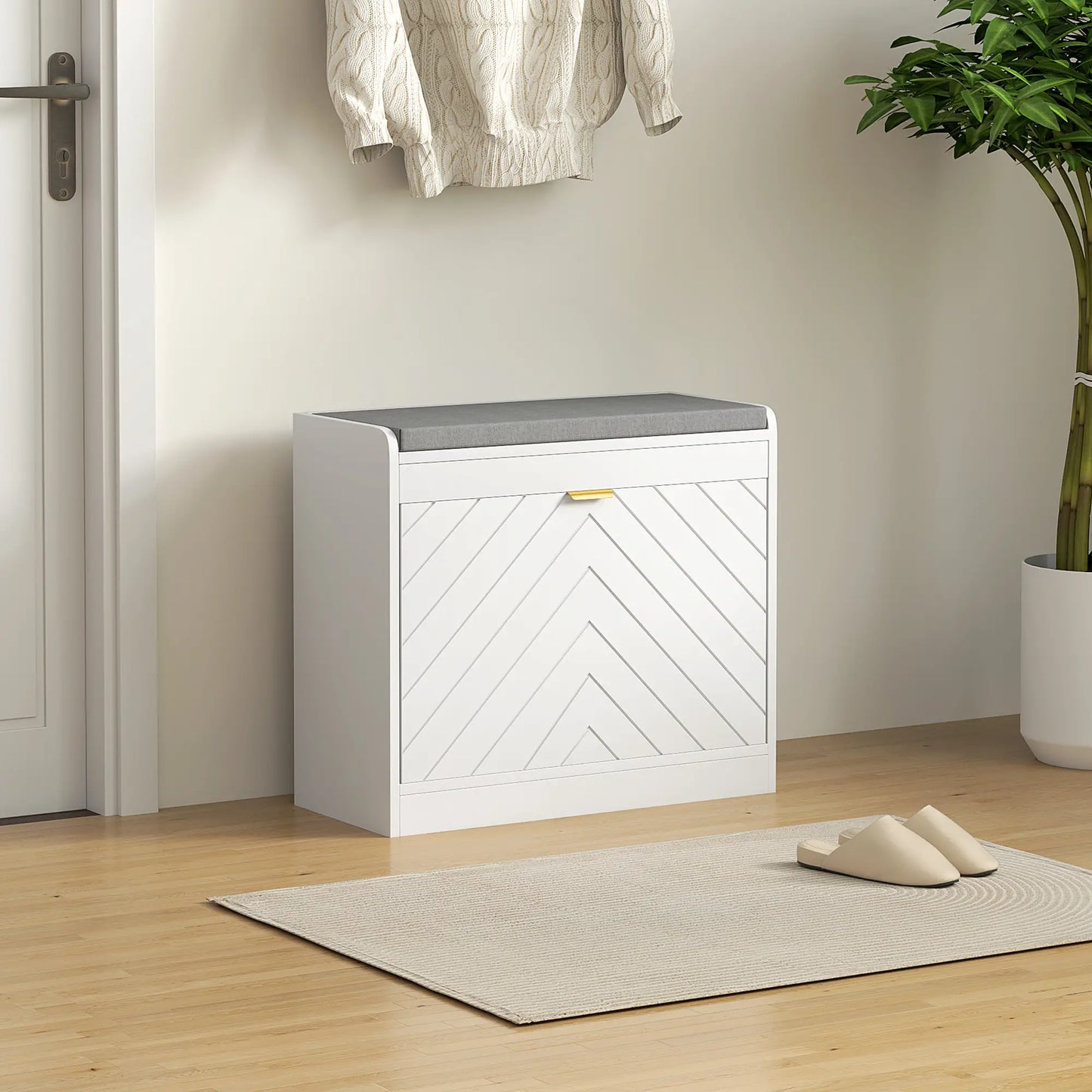 Shoe Storage Bench with Flip Drawer, Vent, Seat, Holds 5 Pairs Shoe Storage Cabinets & Racks at Gallery Canada