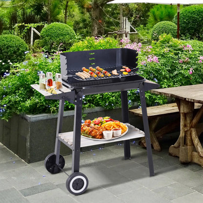 Charcoal BBQ Grill With Side Trays, Storage Shelf, Wheels Charcoal BBQ Grils at Gallery Canada