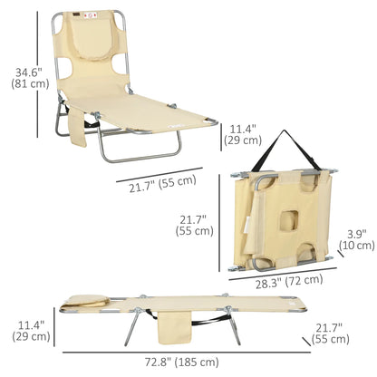 Folding Outdoor Lounge Chair, 5-Level Tanning Chair, Beige Lounger Chairs at Gallery Canada