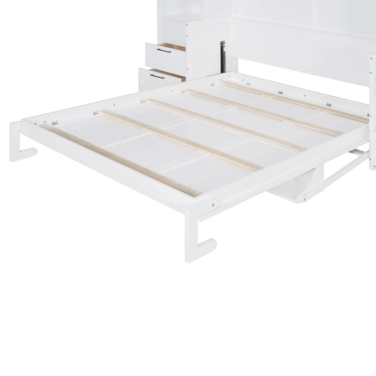 Murphy Bed with Closet, Drawers, Shelves, 114" L x 17" W x 87" H, White Bed Frames at Gallery Canada