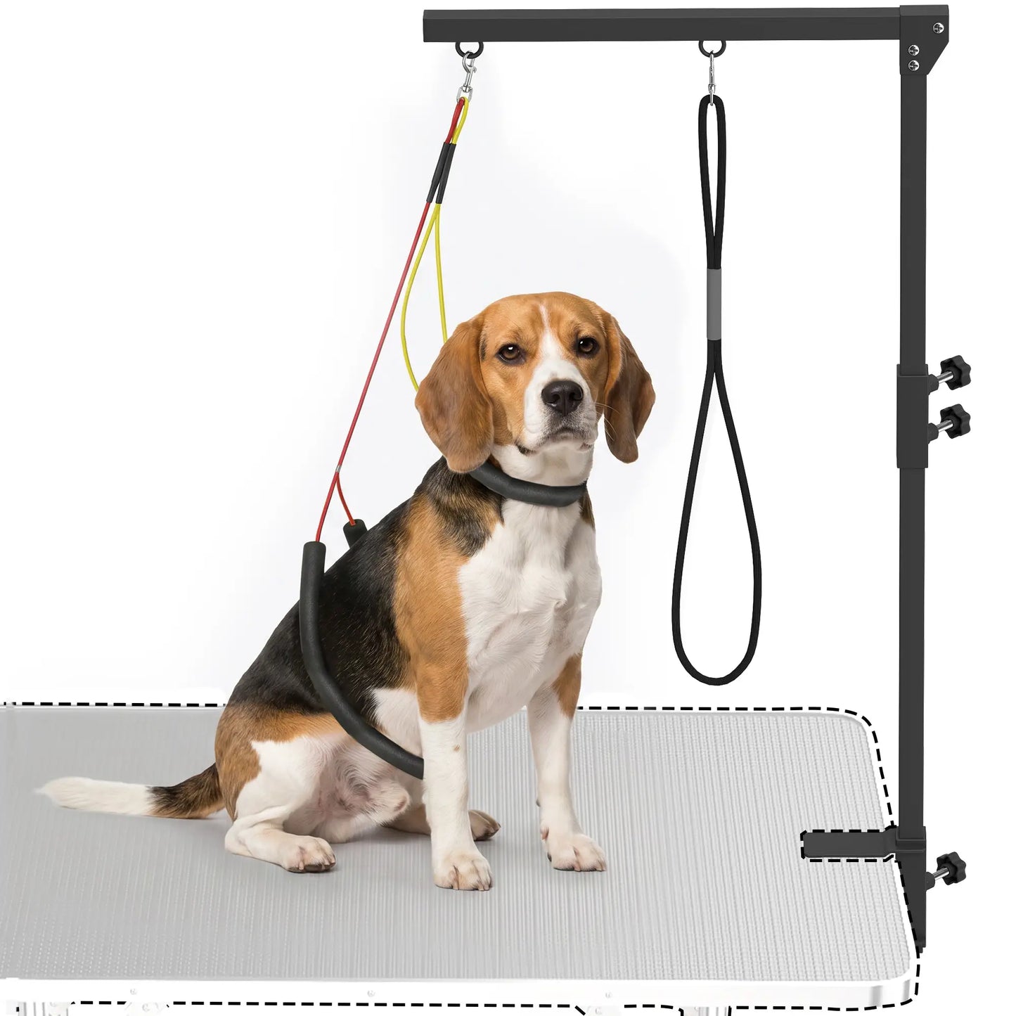 Dog Grooming Arm With Clamp, Adjustable, 18.9"-32.3", Black Dog Grooming Tables Black at Gallery Canada