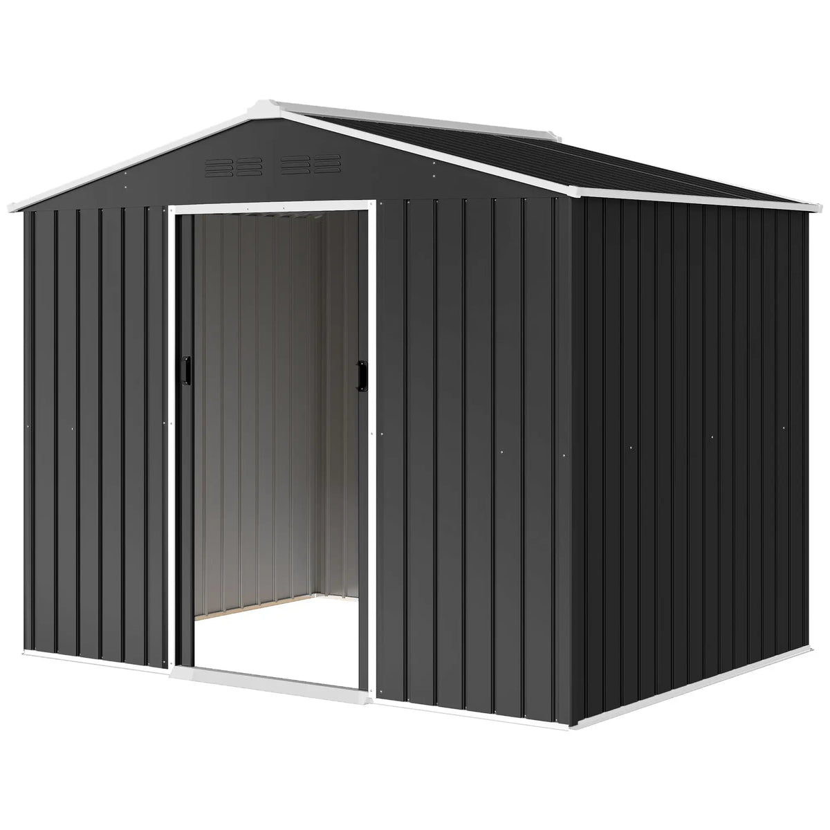 8 x 6 ft Metal Outdoor Storage Shed, Dark Grey Sheds Dark Grey at Gallery Canada