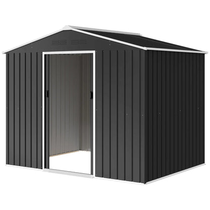 8 x 6 ft Metal Outdoor Storage Shed, Dark Grey Sheds Dark Grey at Gallery Canada