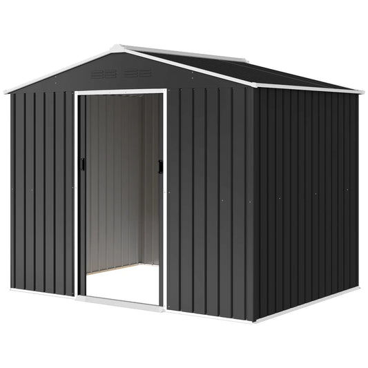 8 x 6 ft Metal Outdoor Storage Shed, Dark Grey Sheds Dark Grey at Gallery Canada