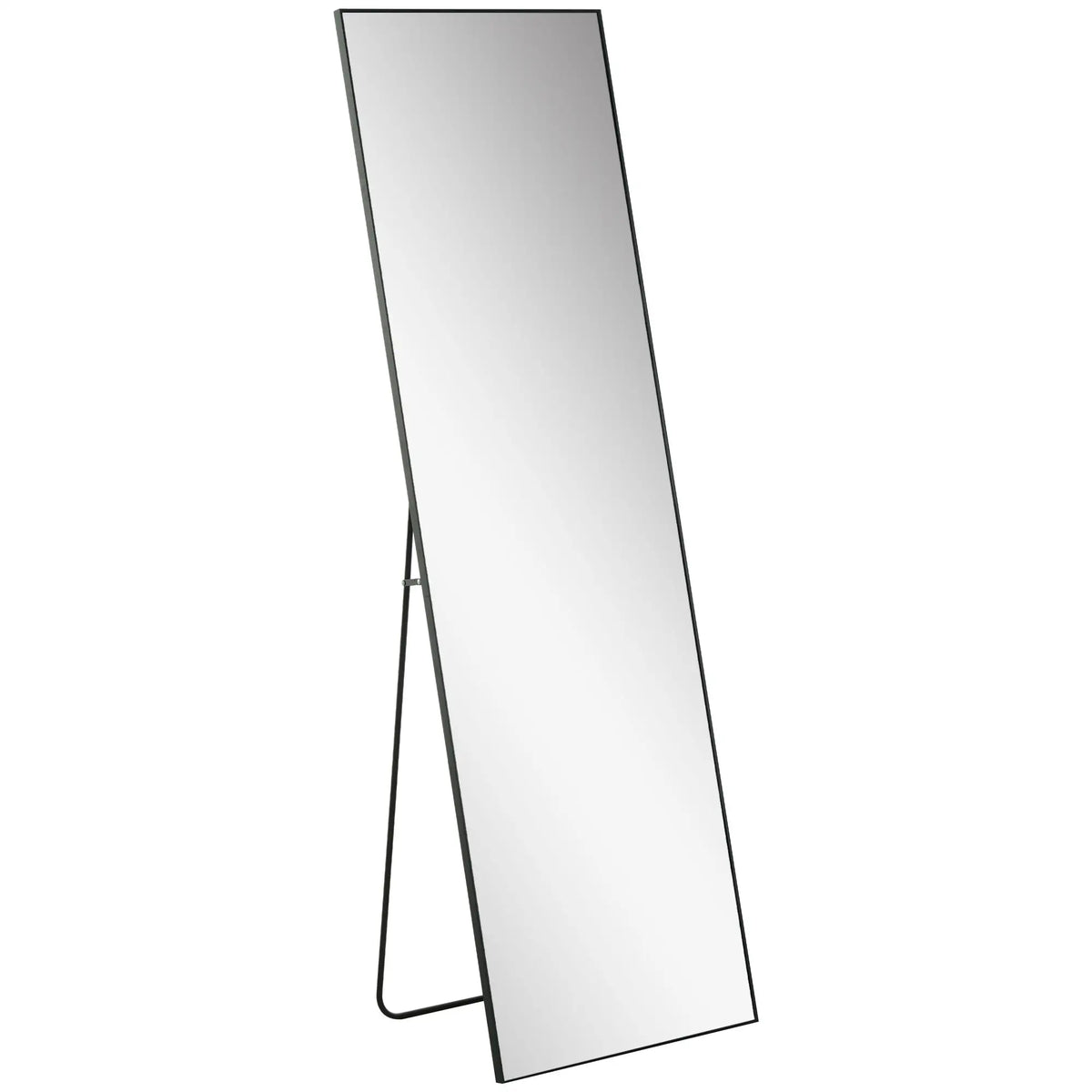64"X20" Full Length Mirror With Support Frame, Black Full Length Mirrors Black at Gallery Canada