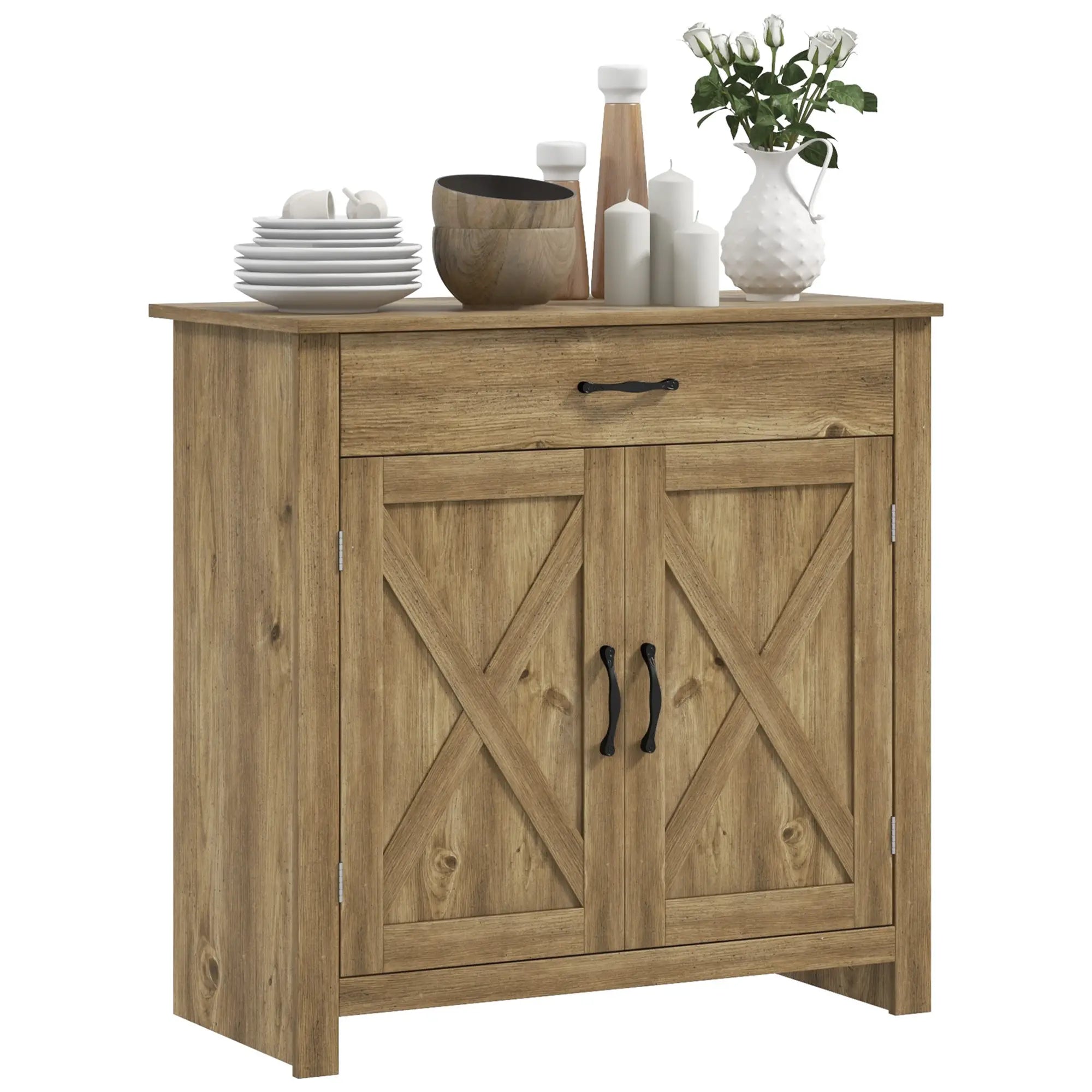 Farmhouse Sideboard, Storage Cabinet with Barn Doors, Nature Wood Bar Cabinets at Gallery Canada