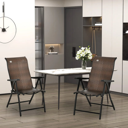 Rattan Reclining Folding Chair Set Of 2, Outdoor Wicker, Brown Foldable Chairs at Gallery Canada