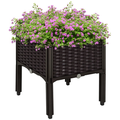 Raised Garden Bed, PP Flower Bed, Vegetable Herb Grow Box, Brown Elevated Garden Beds Brown at Gallery Canada