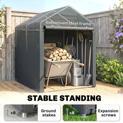 Bike Storage Shed, Motorcycle Shelter, Galvanized Steel, 4x6 Ft, Green Sheds at Gallery Canada