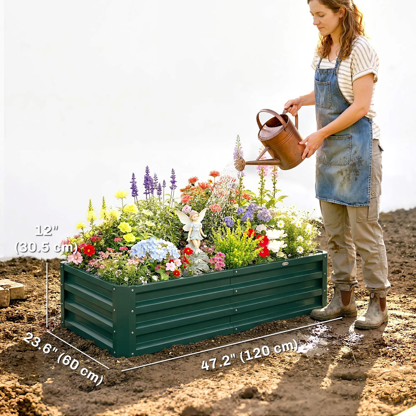 Galvanized Raised Garden Bed, Outdoor Planter Box, 4' x 2' x 1', Green Galvanized Planter Boxes at Gallery Canada