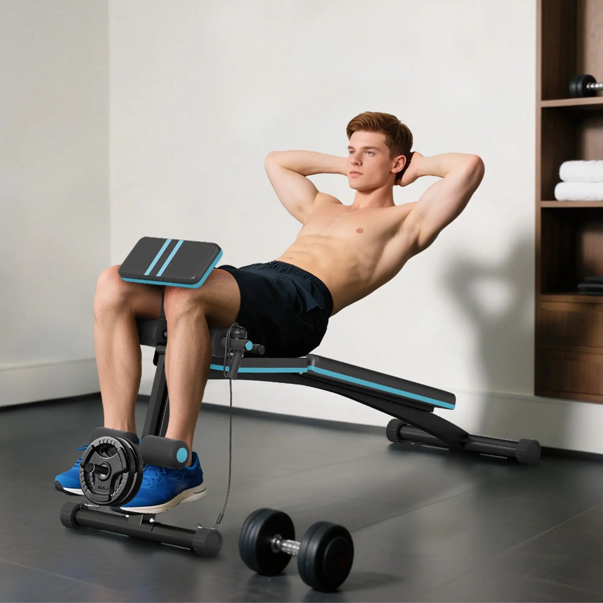 Foldable Adjustable Press Bench, Weight Training Gym Chair, Black & Blue Weight Benches at Gallery Canada