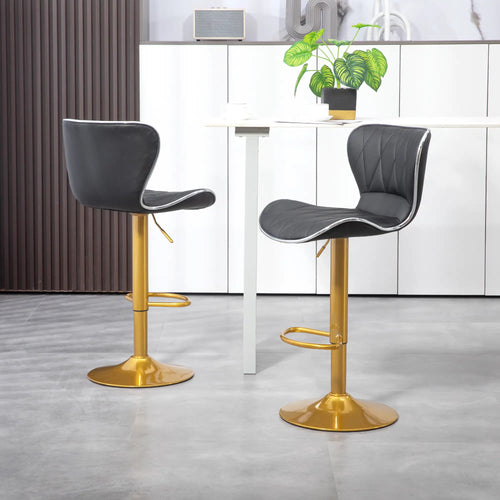 Adjustable Swivel Bar Stools, Set Of 2, PU Leather