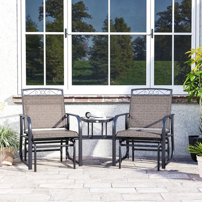 Outdoor Glider Bench With Coffee Table, Patio 2-Seat Rocking Chair, Brown Outdoor Gliders at Gallery Canada