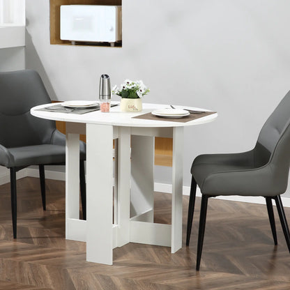 41" Drop Leaf Folding Dining Table, Oval, White Bar Tables & Dining Tables at Gallery Canada