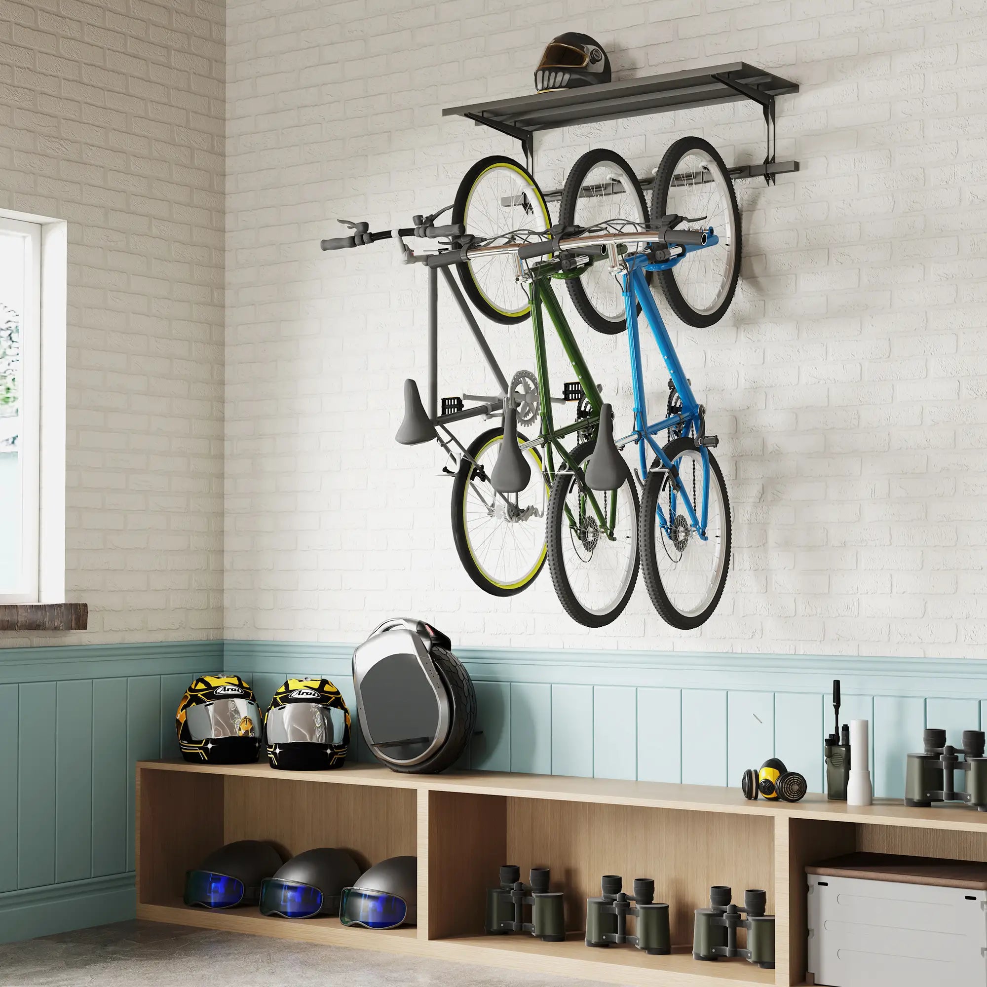 Wall Mount Bike Storage Rack for 5 Bikes, Adjustable Hooks, Black Bike Parking Stands at Gallery Canada