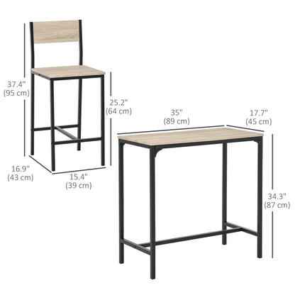 Industrial Bar Table Set, 3 Piece, 2 High Back Stools, Dining Set Bar Sets at Gallery Canada