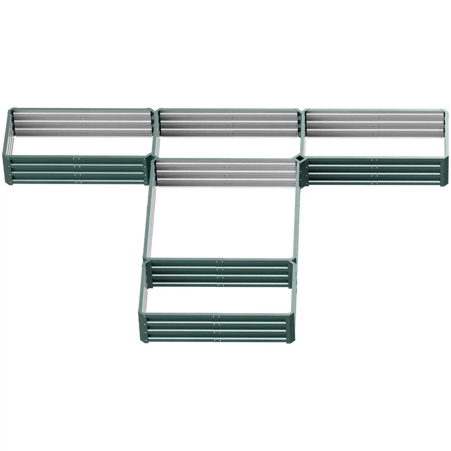 Steel Raised Garden Bed, Set of 5, 8x8x1ft, Green Galvanized Planter Boxes at Gallery Canada